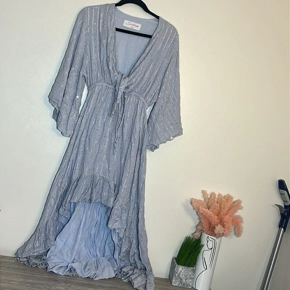 SUNDRESS Juliana Short Sleeve Blue Midi Dress XS / Small - Picture 5 of 9